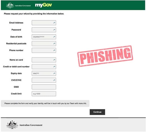 my Gov phishing scam